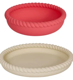 OYOY Spisesæt - Silikone - 2 dele - Mellow - Vanilla/Cherry Red
