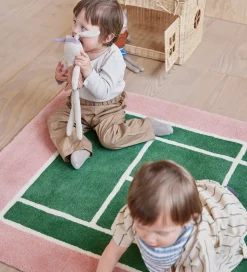 OYOY Tæppe - Tennis Tæppe - 150x88 cm - Grøn/Rose