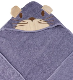 Pippi Baby Babyhåndklæde - 83x83 cm - Lavendel m. Kat