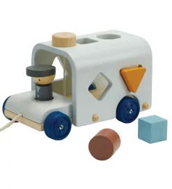 PlanToys Træklegetøj - Bus m. Puttekasse - Træ/Lyseblå