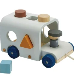 PlanToys Træklegetøj - Bus m. Puttekasse - Træ/Lyseblå