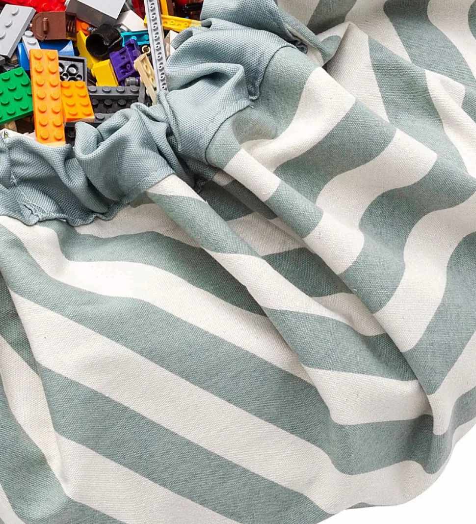 Play&Go Legetøjstæppe - Ø140 cm - Stripes Green