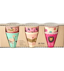 Rice Kopper - Melamin - 6 stk. - 160 ml - Pink/Jungle Print