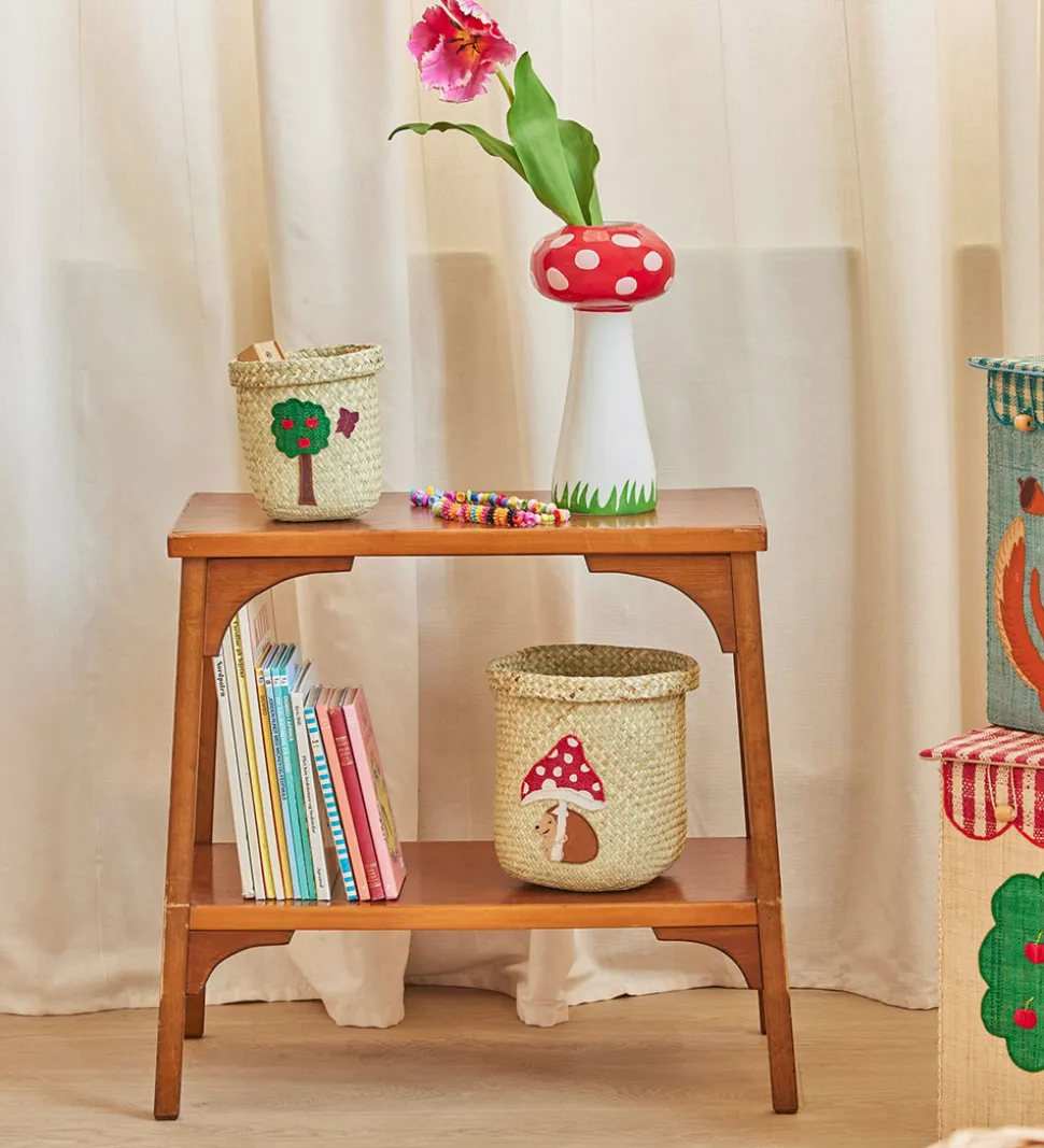 Rice Opbevaringskurv - Raffia/Søgræs - Happy Forest - 15x16 cm -