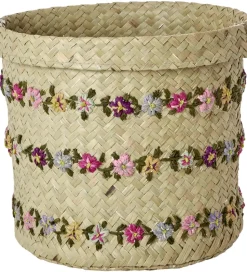 Rice Opbevaringskurv - Raffia - Large - Flower Vines - 20x20 cm