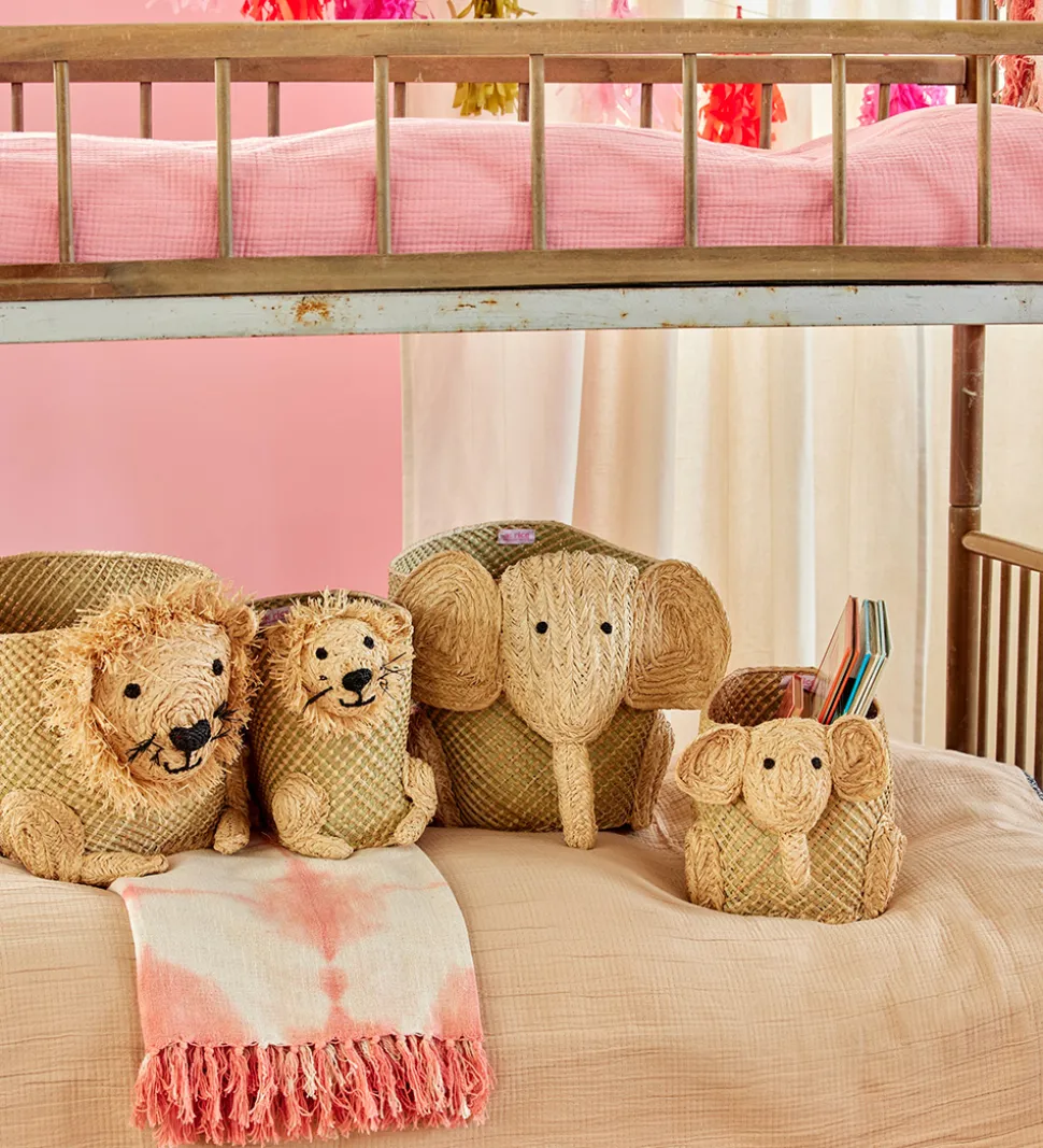 Rice Opbevaringskurv - Raffia/Søgræs - Lille Løve - Natur