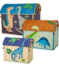 Rice Opbevaringskurve - Raffia - 3 stk. - 52/45/37 cm - Dinosaur