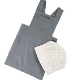 Sebra Forklæde m. Kokkehue - Elephant Grey/Classic White