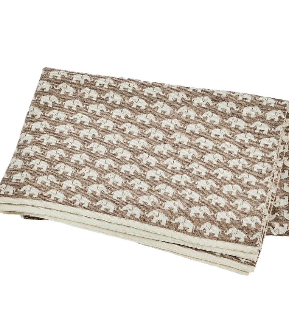 Smallstuff Babytæppe - Uld - 80x100 cm - Elephants - Natur