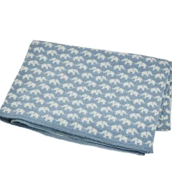 Smallstuff Babytæppe - Uld - 80x100 cm - Elephants - Blå
