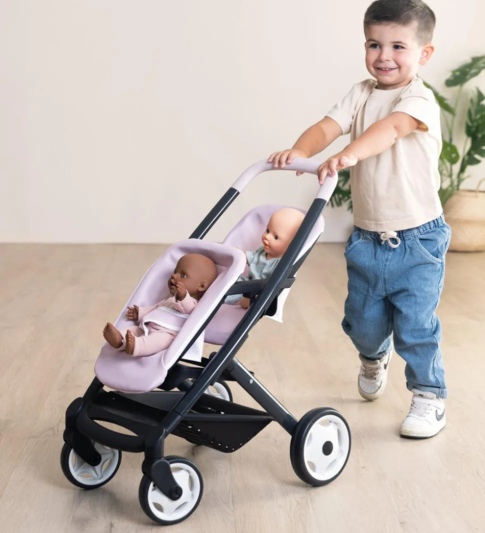 Smoby Tvillingeklapvogn Til Dukker - Maxi-Cosi - Pink