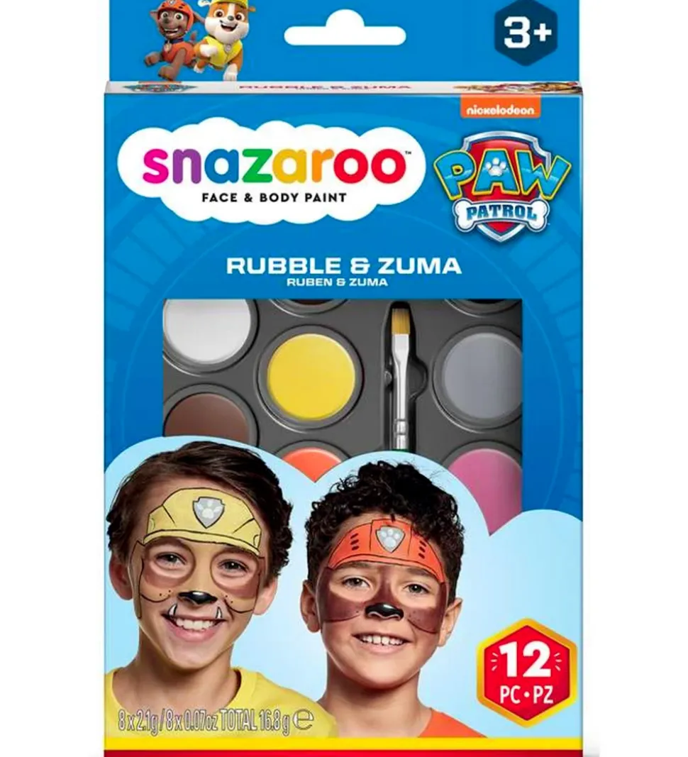 Snazaroo Ansigtsmaling - 8 Farver - Paw Patrol Rubble & Zuma