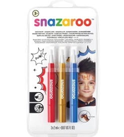 Snazaroo Ansigtsmaling - Penselmaling - 3 stk. - Rød/Guld/Blå