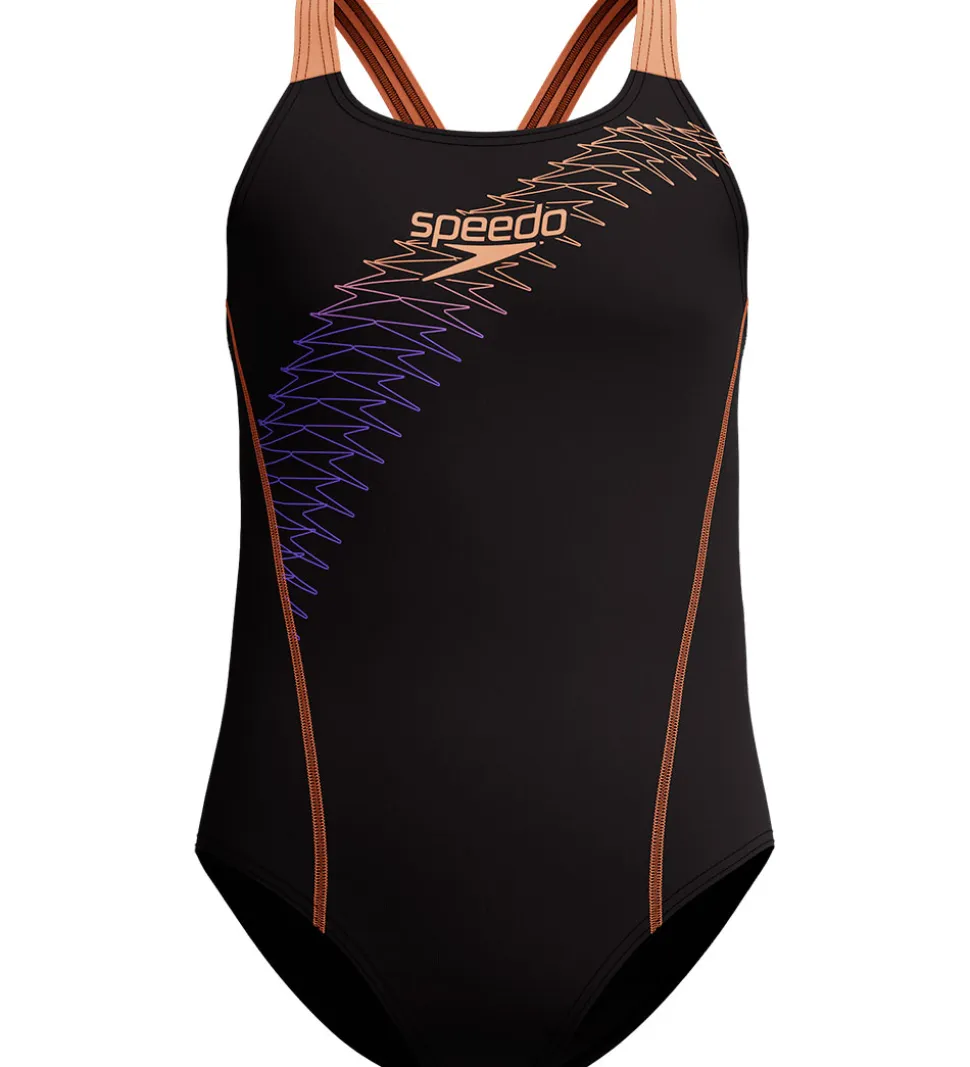 Speedo Badedragt - Medalist - Sort/Fersken