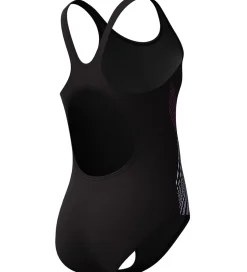Speedo Badedragt - Placement Muscleback - Sort m. Lilla