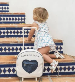 That's Mine Rejsekuffert - Tris - Birch m. Blå Glitter Hjerte