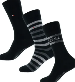 Tommy Hilfiger Strømper - 3-pak - Sort m. Grå