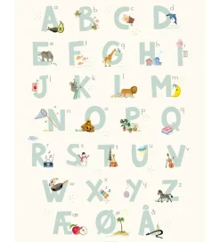 Vissevasse Plakat - 50x70 - Alphabet Blue Danish