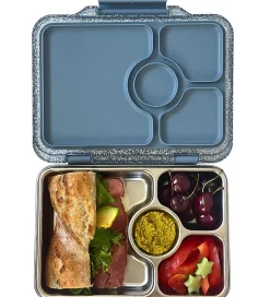 Yumbox Madkasse m. 4 Rum - Bento Steel - Paris Blue Glitter